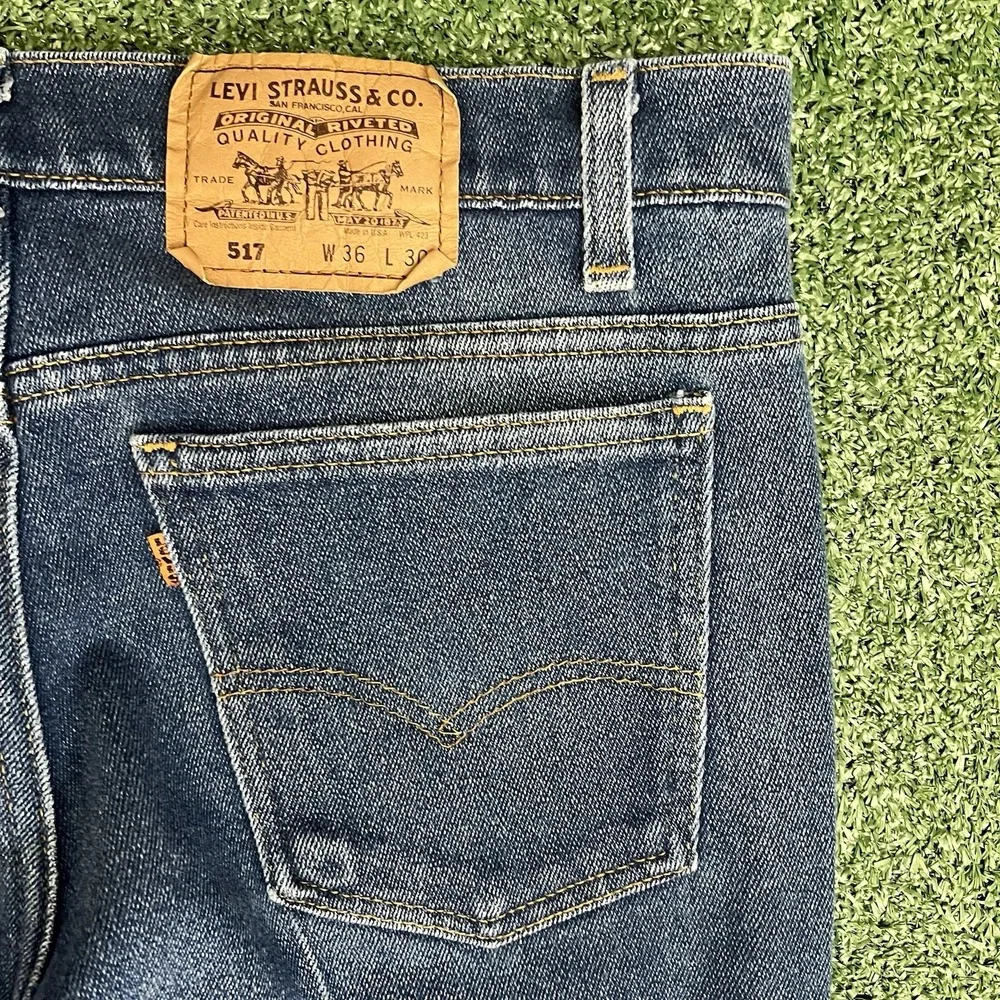Vintage Levis 517 Jeans 36x30 Bootcut Denim Orange Tab Jeans USA 34x27 Fit